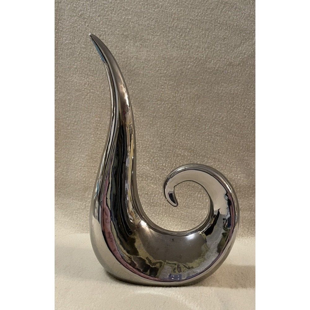 Decor Contemporary Modern Abstract Ceramic Shiny Swirl Reflective Sculpture